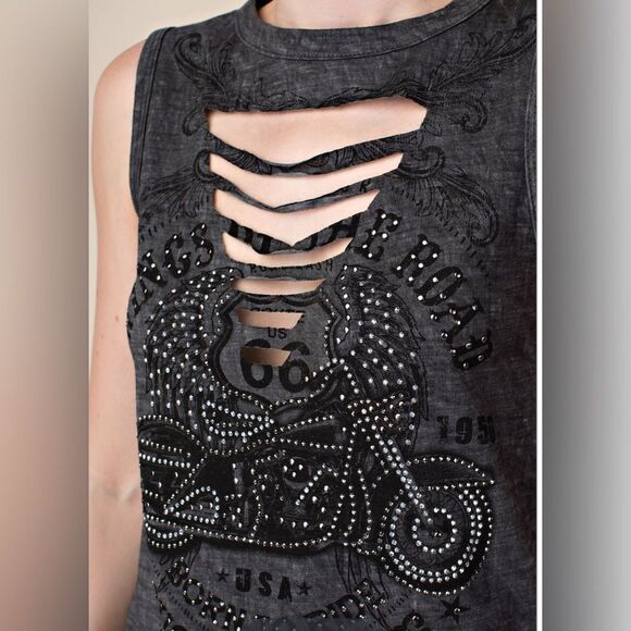 Route 66 Slashed Tee by Vocal Apparel - Picture 3 of 4